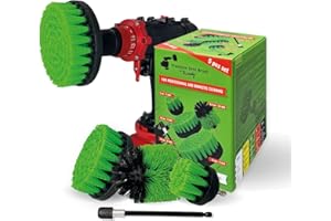 Kornely Brosse de Perceuse Premium – Mi-Dure 5 pièces (13/10/8,5/5 cm + rallonge 15 cm) | Brosse Anti-Rayures pour Plans de Travail, Plaques, Fours et Linoléum