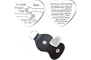 Nfyxcaz Pocket Hug Token Long Distance Gifts for Family Relationship Keepsake Keyring Double Sided Gifts with PU Leather Keychain