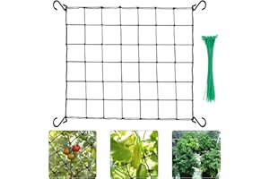 PEAKTOP 80x80CM Scrog Netz, Pflanzennetz Mit Haken, Elastische Spalier Netz with 50 Zip Ties, Grow Netz Mit 4 Haken, Garten Gartenarbeit Growzelt Pflanzennetz, Wachsen Zelt Netz Für Blumen Früchte Gemüse