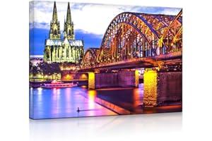 lightbox multicolor | Beleuchtete Wandbilder | Wunderbare Hohenzollernbrücke bei Nacht | 100x70 cm | Fully Lighted