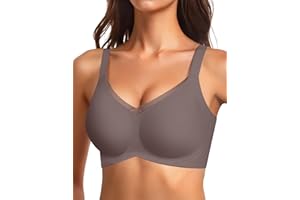 Vertvie Biustonosz bez fiszbin, sportowy biustonosz z krzyżem, dekolt w kształcie litery V, push up, bezszwowy, wygodny, pełny, duże rozmiary, miękki braletka z przedłużeniem