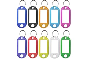 TELITE 50 Pcs Key Tags with Labels, 10 Colors Key Fobs with Split Rings for Keys, Key Rings with Tags for Luggage, Pet Name and Office Key Labels, Writable Paper Card Stick Tags Brand
