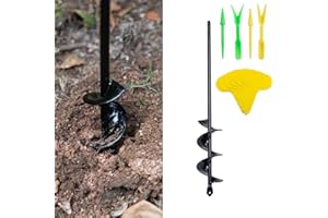 CHANGEMOORE 4.6x37cm Gartenbohrer Erdbohrer für Bohrmaschine zum 2 Set kleine Schaufeln and 100 Stück Etikettenkarten, Pflanzbohrer für Akkuschrauber, Solider Kernschaft Spiralbohrer Erdbohrer