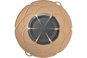 Kochblume das Original, Silikon Überkochschutz für Töpfe und Pfannen, Mikrowellen-Deckel, Spritzschutz und Dampfgar-Aufsatz | (Taupe, XL | Topfgröße 20-28cm)