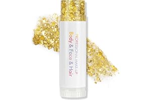 AOOWU Purpurina Cara Gel, 15g Purpurina Gel para Facial y Pelo, Maquillaje Barra con Brillantina, Chunky Glitter Corporal para Halloween Carnaval Festival Masquerade Cumpleaños (1Pc-Dorado)