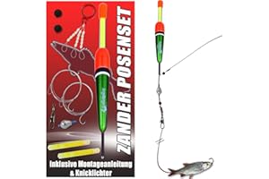 ‎ANGEL-BERGER Angel-Berger Zander Posen Set Köderfischmontage mit Knicklicht Ready2Fish Angelset Zander
