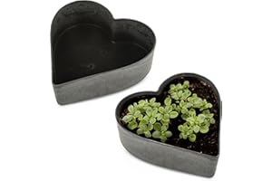 matches21 HOME & HOBBY Wetterfeste Herz Pflanzschalen für draußen - 2 STK. in 26 cm schwarz marmoriert