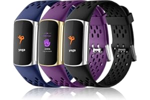 Epova 3 Pezzi Cinturino Compatibile con Fitbit Charge 5/6, Regolabile Braccialetto di Ricambio Sportivo Morbido e Traspirante