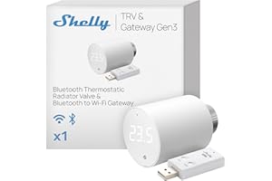 Shelly Blu TRV & Shelly Blu Gateway Gen3 - Bluetooth Smart Thermostatventil, Präzise Temperaturregelung, Boost-Modus, Umfassende Integration, Hausautomation, Fernsteuerung, Alexa & Google Home