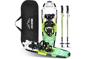KinZon Racchette da neve 3 in 1, leggere e resistenti, con bastoni da trekking e borsa da trasporto, dispositivo di sollevamento del tallone,per escursioni