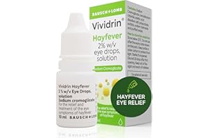 Vividrin Hayfever Eye Drops, 10ml, Contains Sodium Cromoglicate for Hayfever Relief, Allergy Eye Drops for Itchy Eyes, Watery, Red, Sore and Puffy Eyes, for Adults and Kids