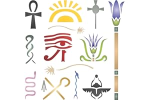 CRAFT KREATIVELY Pochoir Symboles égyptiens, 16,5 x 16,5 cm (M) – Pochoirs classiques en forme de symbole égyptien hyroglyphe pour peinture