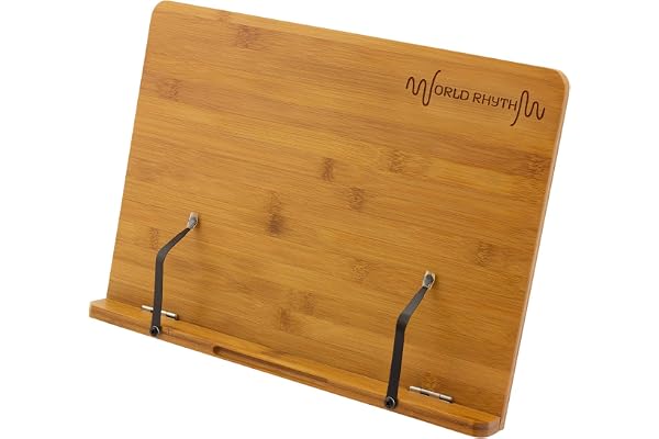 World Rhythm WR-404 Support de livre en bambou - Pupitre de bureau en bois, support de partitions, Naturel, 39 x 28 cm