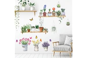 DECOWALL DSL-8055 Blomkrukor Väggdekaler Dekal Peel and Stick Avtagbar för barn Barnkammare Sovrum Vardagsrum Blommor Flickor