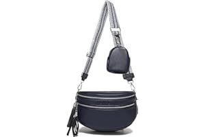 KUNKUN Crossbody Bag Damen Blau Bauchtasche Damen Stylisch 5cm Breiten Schultergurt Gurt für Umhängetasche Moderne Hüfttasche Veganes Leder mit Münzbörse