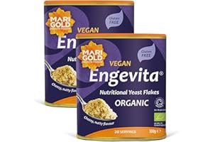 MARIGOLD HEALTH FOODS Marigold Organic Engevita Nutritional Yeast Flakes, 100g (Pack of 2) – Vegan, Gluten-Free, Organic, High in Protein & Fibre, Plant-Based Cheese Flavour