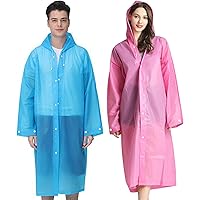 Cosowe Raincoats Rain Poncho for Adults, 2 Pack Reusable Rain Jacket Rainwear Emergency for Women Men with Hoods and Sleeves,