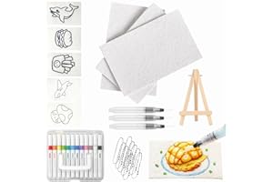 DEWPPXI Magic Puffy Paint, Puffy Popcorn Drawing Texture Painting Kit, 3D Foam Painting Set for Children, 3D Drawing Canvas Sponge with 12 Colours Pens, Foam Texture Painting Paper (Rectangular Set)