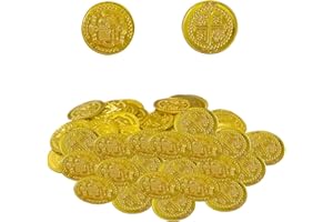 Pirate Treasure Hunt Coins Jouets | 100 Chasse au trésor pour Enfants | Jouets Fausses Couleur en métal Trésor enterré pour Les Enfants Jeu Chasse au trésor,