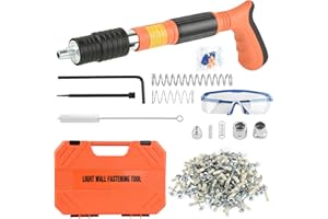 ZHFEIIRU Manuelle Nagelpistole, tragbar, regulierbar, Schalldämpfer, aus Stahl (Orange+200 Stk.)