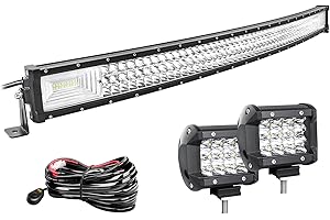 Willpower Barre LED Incurvée 107cm 42'' 540W + 2 Phares de Travail 10cm 36W + Faisceau de Câblage - Bar 12V 24V Étanche pour 4x4, Voiture, Camion, Tracteur, Quad, Bateau