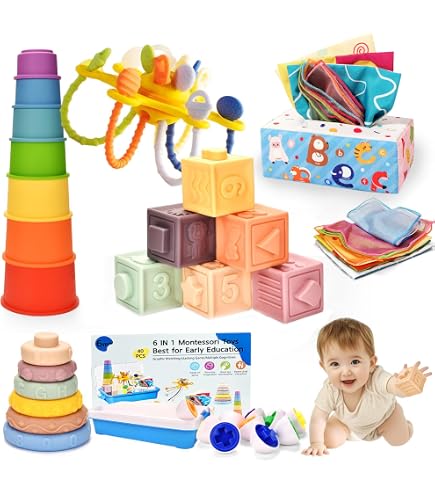 Bieco Jouet Montessori En Silicone – Planète D'Activité Avec Cordon De Traction, Pop-it Et Textures – Dès 1 An