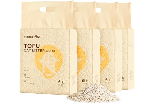 FUKUMARU Arena de Tofu para Gatos 10.8kg - Arena aglomerante para Gatos, Mezcla de pellets de maíz, Libre de Polvo y fácil de aglomerar, Control de olores, se Puede desechar en el Inodoro
