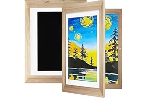 CIVG Cornici per Disegni per Bambini con Cinghia Fissa,Cornici Artistiche per Bambini Apertura Frontale In Acrilico A4, Fino a 150 Opere d'arte per Disegno Artigianale (Marrone,2pcs,con support)