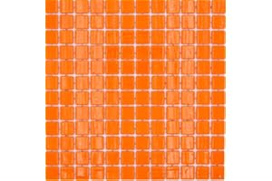 CONWIRE Mosaico per piscina in vetro riciclato, colore arancione lucido, da parete, per pavimento, cucina, bagno, doccia, 1 tappetino