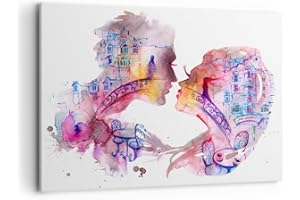 Moderne Impression sur Toile 100x70cm Image Tableau Decoration Murale Couple amour femme urbain Grand Tableaux Decoratifs Muraux Chambre Horizontal Deco Cadre Décoration Salon Art Wall AA100x70-3132