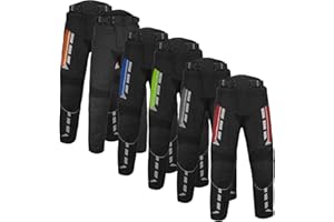 REXTEK Pantalones de Moto Impermeables extraíbles Cordura Textil con Gran Bolsillo para Pantalones Largos Blindados para Hombres, Mujeres, niños y Adultos