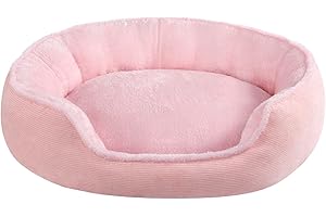 Hollypet Cat Bed Small Dog Bed, Round Pet Bed for Cats and Puppy, Soft Sleeping Beds Breathable Pet Cushion, Pink(55 * 50 * 15cm)