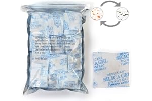 LotFancy 3g 100 Sachets Gel de Silice Deshydratant d'Anti-humidité Non-toxique Réutilisable pour Protéger l'Alimentation contre La Moisissure