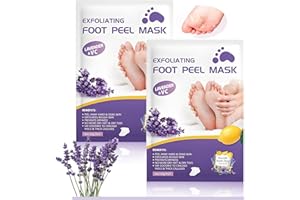 MIKLOVEN 2 Pairs Lavender Foot Peel Mask for Dry Cracked Heels and Calluses, Exfoliating & Moisturising Socks for Silky Smooth Feet, Natural Vegan Foot Care Solution