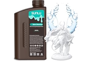 SUNLU Water Washable 3D Printer Resin, 1kg 405nm UV Fast Curing 3D Resin for 2K 4K 8K LCD DLP SLA Resin 3D Printers, No Alcohol Required, Easy to Clean, High Precision 3D Resin 1000g, White