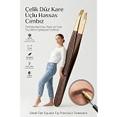 Transformacion &Ccedil;elik D&uuml;z Kare U&ccedil;lu Hassas Cımbız - 9 cm Profesyonel Kaş, Bıyık ve İnce T&uuml;y Alma Epilasyon Cımbızı Solingen Pr
