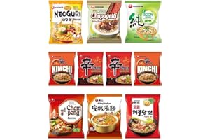 BOWLTIFUL Korean Ramen Noodle Variety Pack – 10 Packs, 8 Assorted Top-Selling Flavours