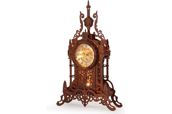 FUNPOLA Maquette en Bois Construire Puzzle 3D Bois LED Tour Horloge, Modele de Construction de Puzzle 3D, Kit de modèle d'horloge de puzzle 3D DIY (LED-WTC02)