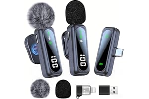 dralud 2 Lavalier Mikrofon für iPhone Handy/Computer, Mikrofon Handy mit Geräuschunterdrückung für USB-C Android, Ansteckmikrofon mit Magnetisches für YouTube, Podcast, Facebook, Vlogging