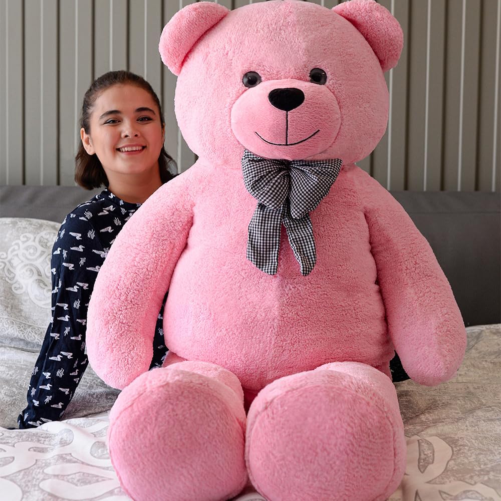 160 cm Dev Pelüş,Papyonlu,Peluş,Yumuşak ve Sevimli Büyük Boy Oyuncak,Oyuncak,Sarılmalık Ayı,Papyonlu,Sevgiliye Hediye,Dev,Büyük Boy (Pembe)