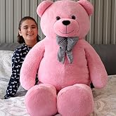 Pembe Papyonlu Dev Pel&uuml;ş Papyonlu Ayı,Yumuşak ve Sevimli B&uuml;y&uuml;k Boy Oyuncak,Sarılmalık,Papyonlu,Sevgiliye Hediye Ayıcık, (160 