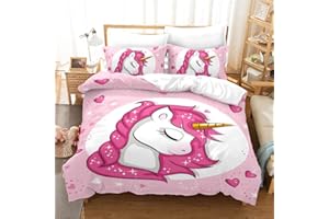 ‎FEELJAM FEELJAM Bettwäsche Set Einhorn für Einzelbett Mikrofaser, 135 x 200 cm
