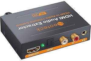 Neoteck 4K DAC HDMI Audio Extractor with Volume Adjustment HDMI to Optical Spdif Toslink + R/L(RCA) + 3.5mm Stereo Audio Converter for Blu-ray DVD Player One SKY HD Box PS3 PS4