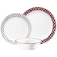 Corelle Dinnerware Set (12pc Set, Crimson Trellis)