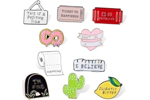 WILLBOND 10 Pièces Broches de Lettre Mignonnes en Émail Broche de Dessin Animé en Émail Broche Badge de Proverbe pour Vêtements Sacs Vestes Accessoire DIY Artisanat Noël, Métal, Métal