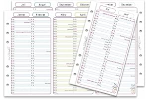 ‎SINNWUNDER SinnWunder® 2025 Jahresübersicht – Stabile Kalendereinlage zum Ausklappen - Jahreskalender - Leporello - 6-fach Ringbuch-Lochung
