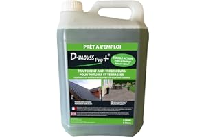 D-MOUSS PRO ! D-MOUSS PRO Anti Mousse Prêt à l'Emploi Bidon 5L jusqu'à 50 m², Anti-Verdissure et Anti-Dépots Verts, Usage Multi Support (Toiture, Terasse, Façade, Pavé)