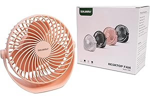 SOLMIRA Ventilatore da Scrivania Rosa con Batteria Ricaricabile USB Tipo C, Wireless, Portatile, Certificato CE e RoHS