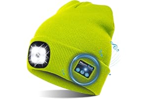 TAGVO LED Mütze Kappe Bluetooth 5.0 Mütze, Integrierter Stereolautsprecher & Mikrofon, Winter Warm Gestrickte Beleuchtung Drahtlose Bluetooth Headset Musik Hut für Laufen Wandern Herren Damen