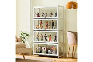 ZMHPLKH vetrina espositiva per collezionismo vetrina espositiva vetrinetta Struttura in bambù naturale, design della porta dell'armadio a ribalta, sigillata e antipolvere, diverse dimensioni